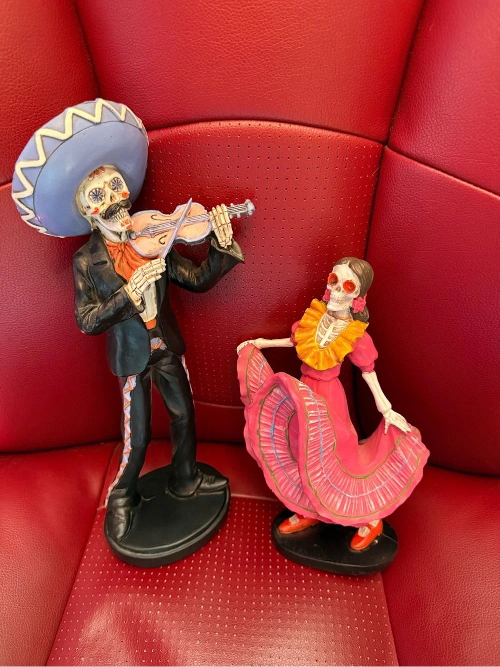 Day of the Dead Skeleton Mariachi & Dancer Figurine Set